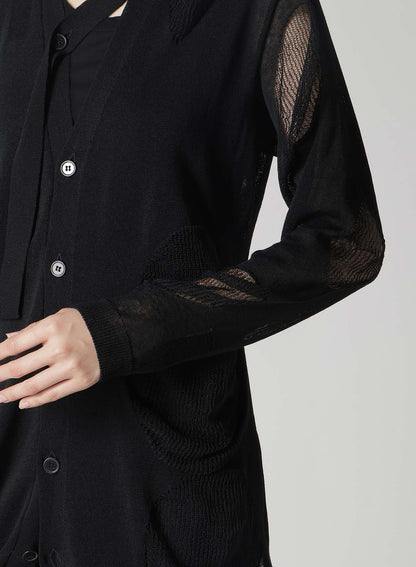 12G2P PLAIN STITCH+PATTERN DRAPED D CARDIGAN