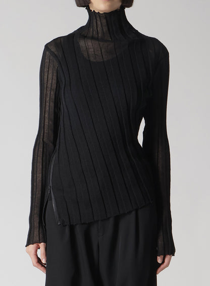 HIGH GAUGE RIB ZIP DETAIL HIGHNECK TOP