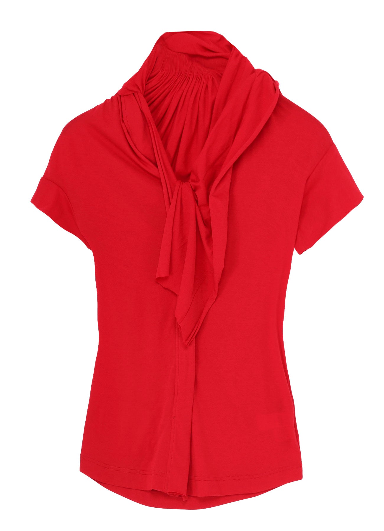AIRY JERSEY DRAPE DETAIL SHORT SLV T-SHIRT