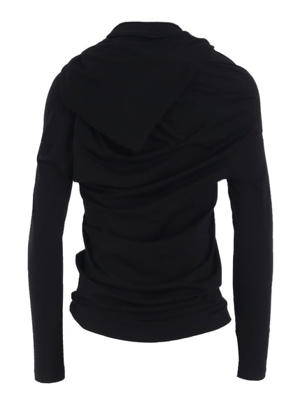 HIGH GAUGE AIRY JERSEY DRAPE DETAIL LONG SLV CD