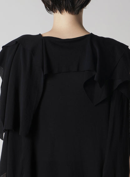 HIGH TWISTED CREPE&INTERLOCK DRAPED DETAIL SLEEVELESS T