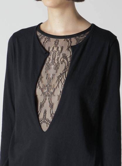 STF COTTON SINGLE JERSEY CUT-OUT LONG SLEEVE T A