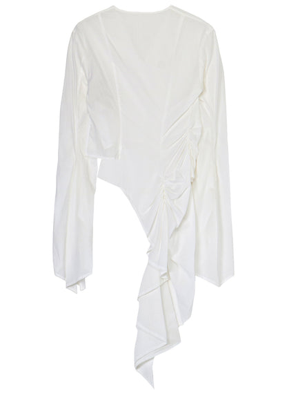 COTTON LAWN ASM SWALLOWTAIL GATHER DETAIL BLOUSE