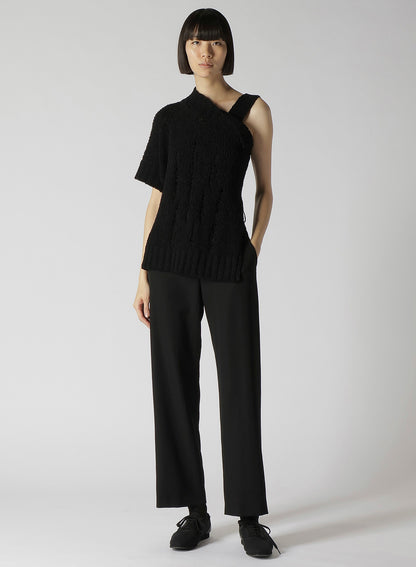 3G PLAIN STITCH/SLIP STITCH ASYMMETRIC SLV PULLOVER
