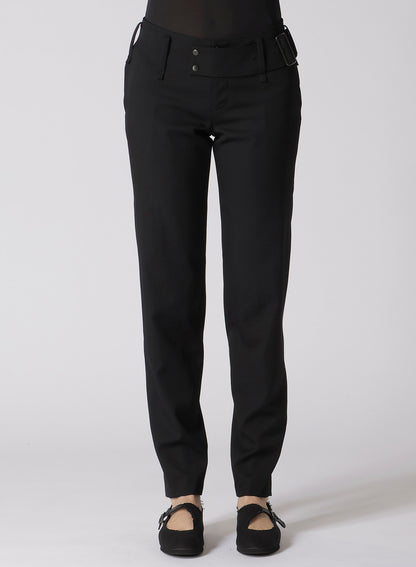 GABARDINE LOW-RISE BELTED PANTS