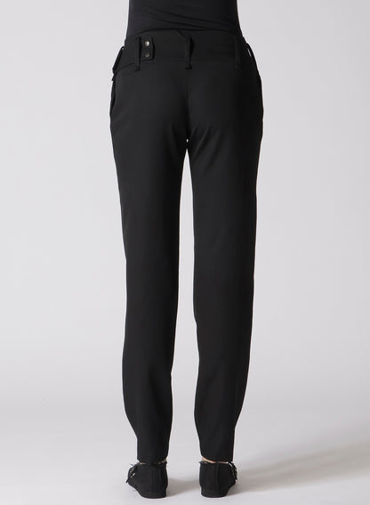 GABARDINE LOW-RISE BELTED PANTS