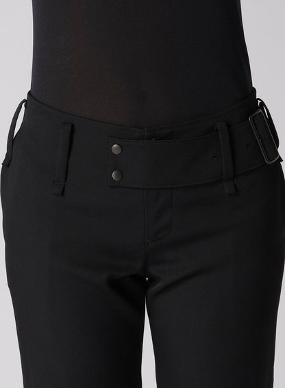 GABARDINE LOW-RISE BELTED PANTS