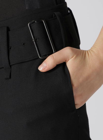GABARDINE LOW-RISE BELTED PANTS