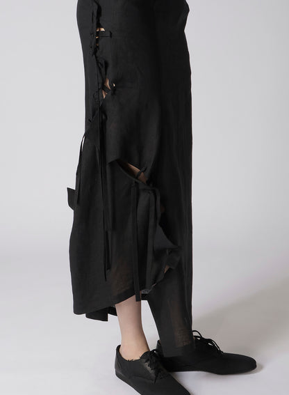 LINEN CLOTH JAGGED LINE STRING SKIRT