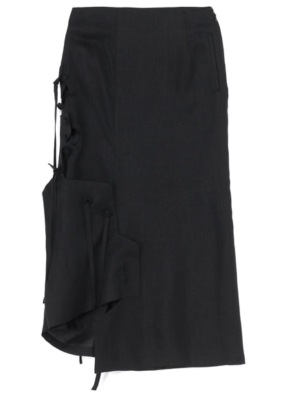 LINEN CLOTH JAGGED LINE STRING SKIRT