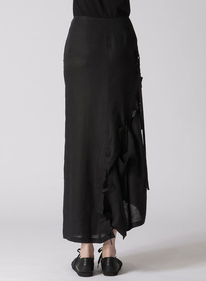 LINEN CLOTH JAGGED LINE STRING SKIRT