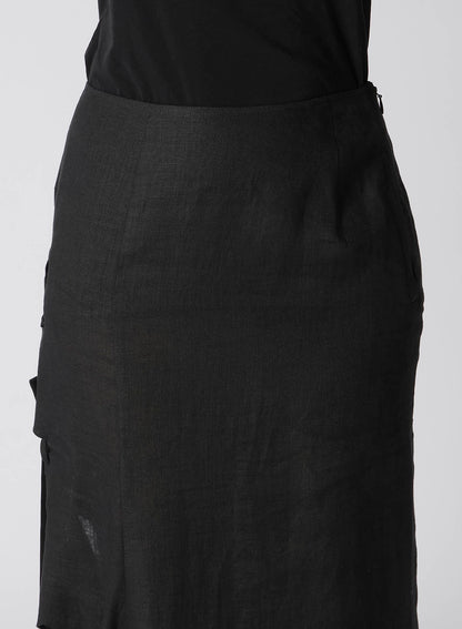 LINEN CLOTH JAGGED LINE STRING SKIRT