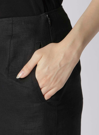 LINEN CLOTH JAGGED LINE STRING SKIRT