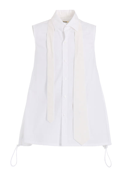 BROAD R-SLEEVELESS TIE BLOUSE