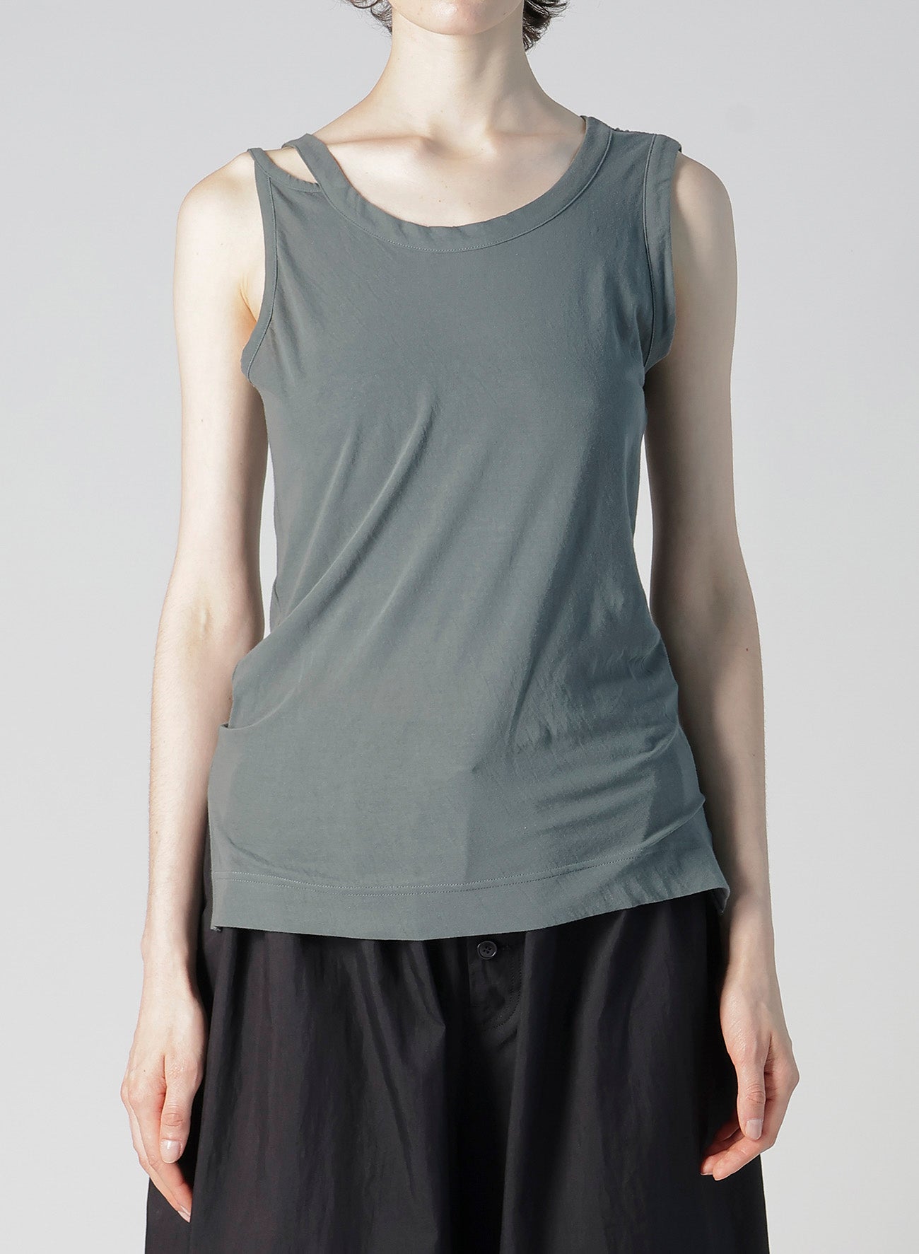 HIGH TWISTED SINGLE JERSEY R-ASYMMETRY TANK TOP