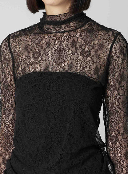 STRETCHED LACE R-TURTLENECK T
