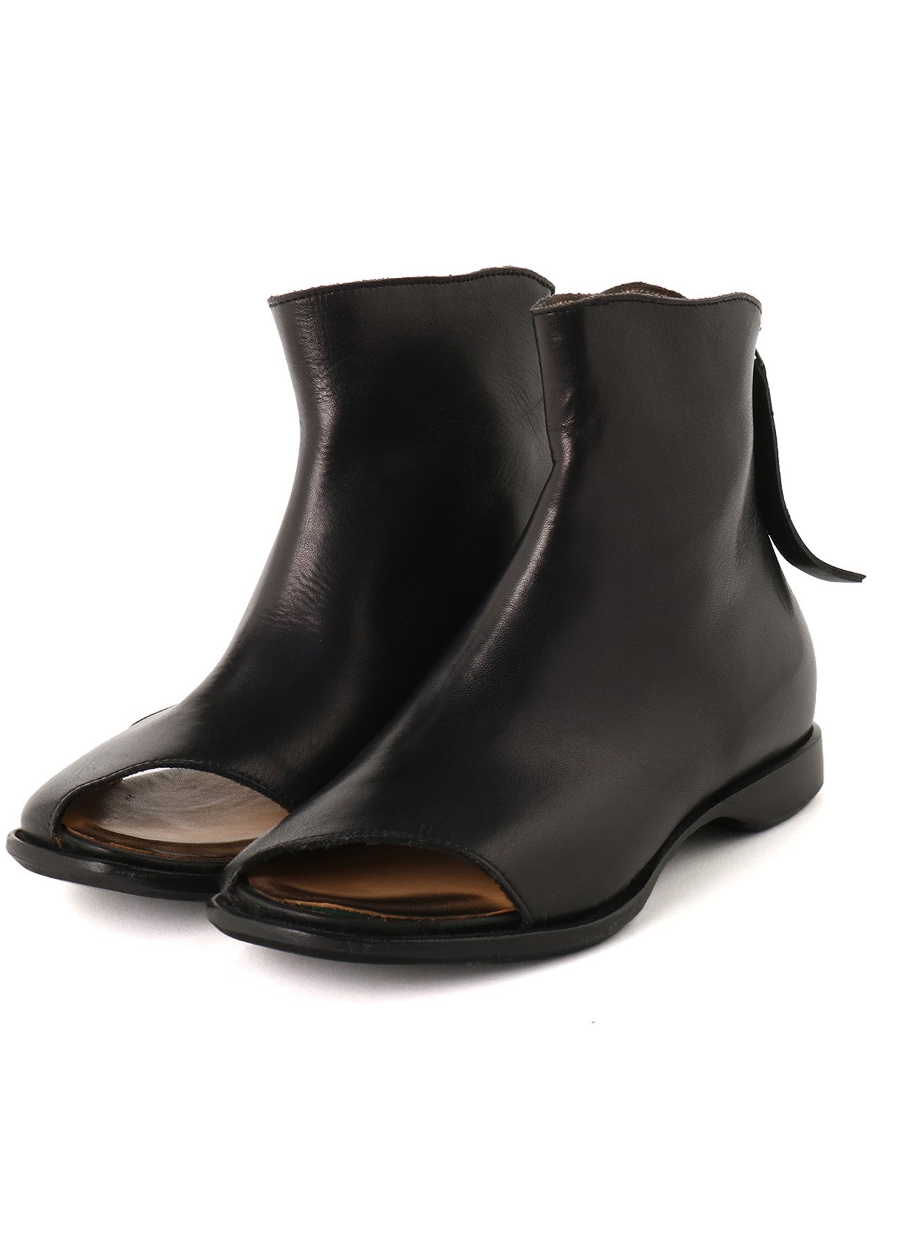 WAXED CALF CROPPED OPEN BOOTS