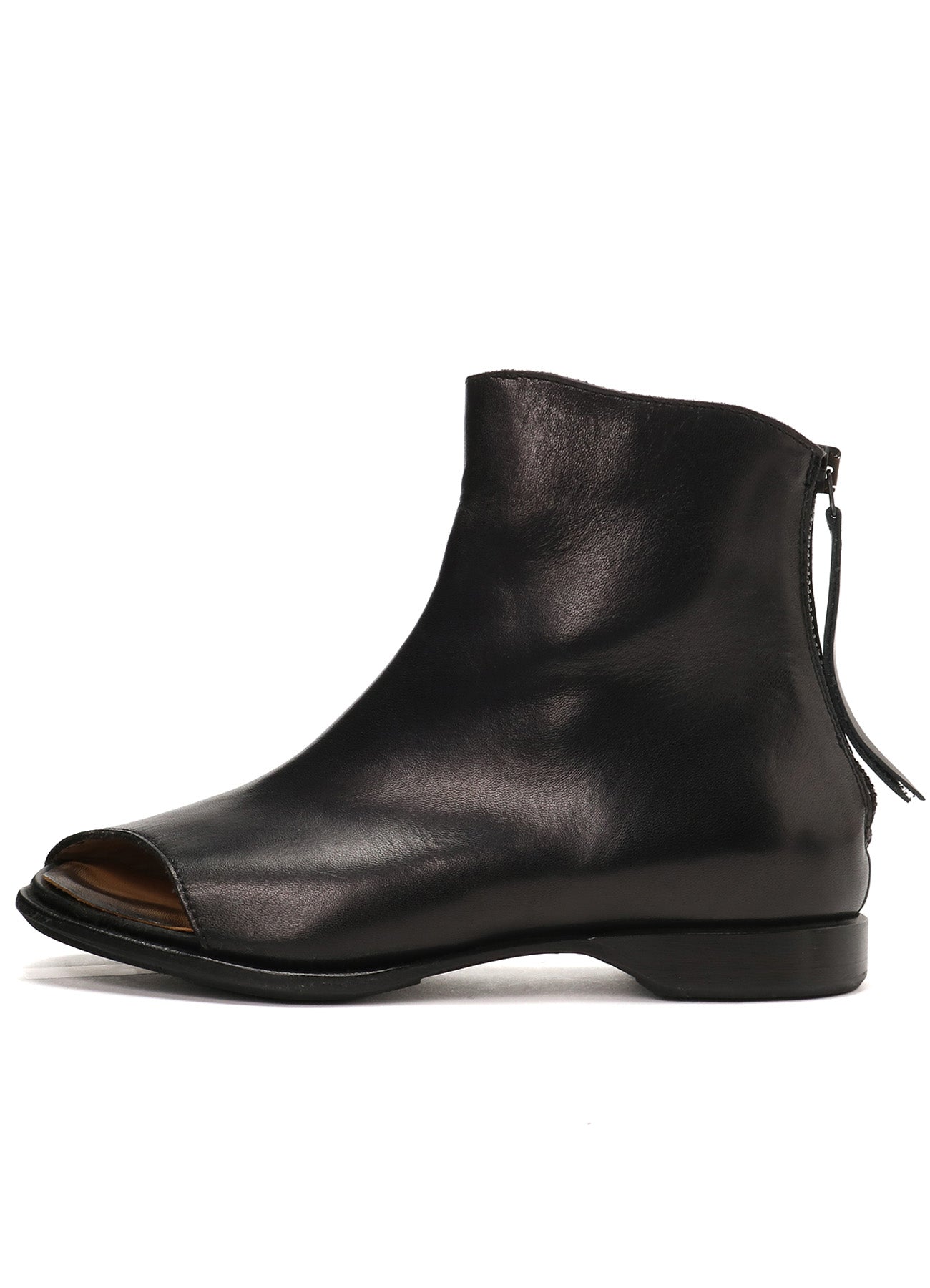 WAXED CALF CROPPED OPEN BOOTS