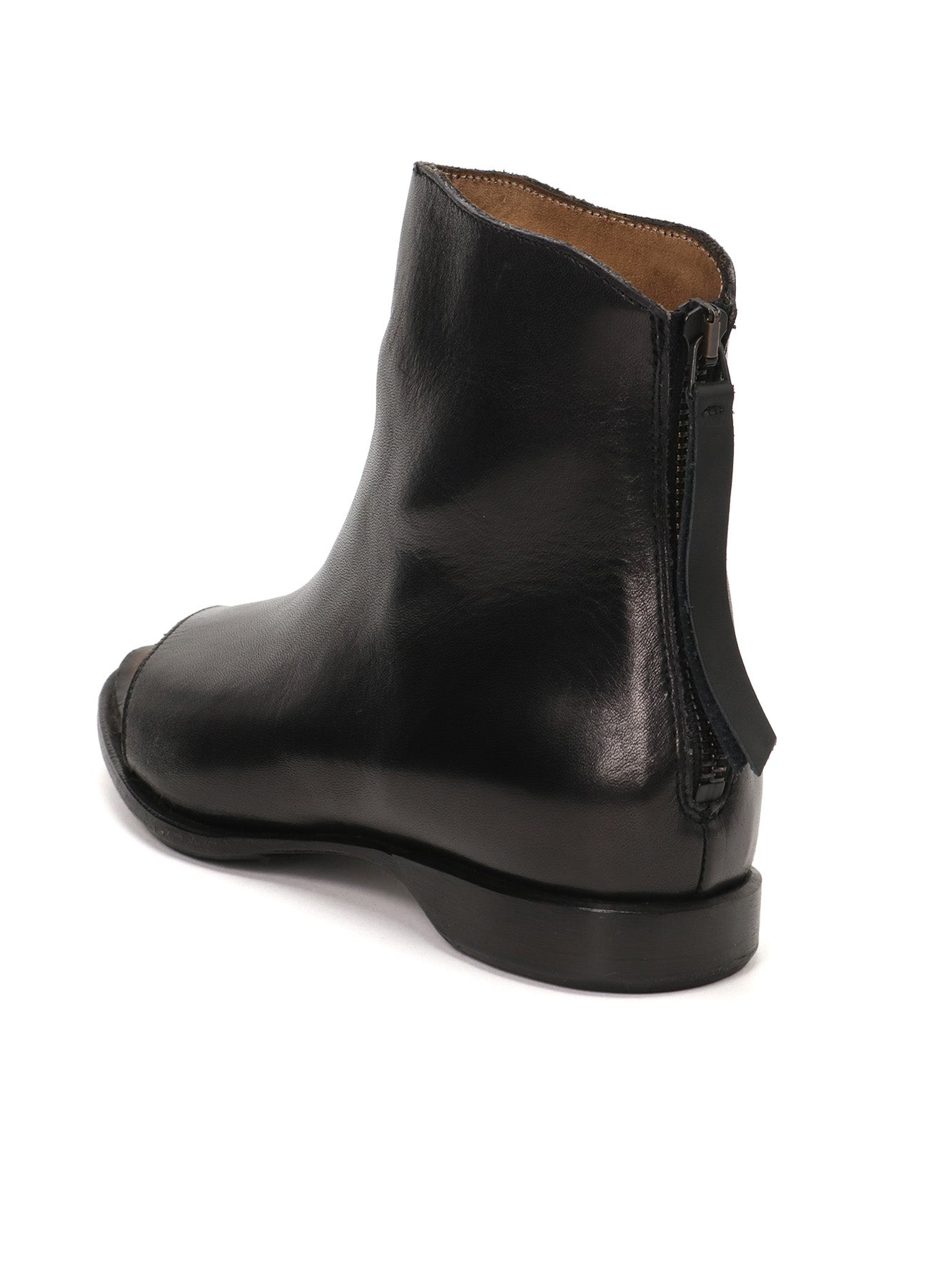WAXED CALF CROPPED OPEN BOOTS