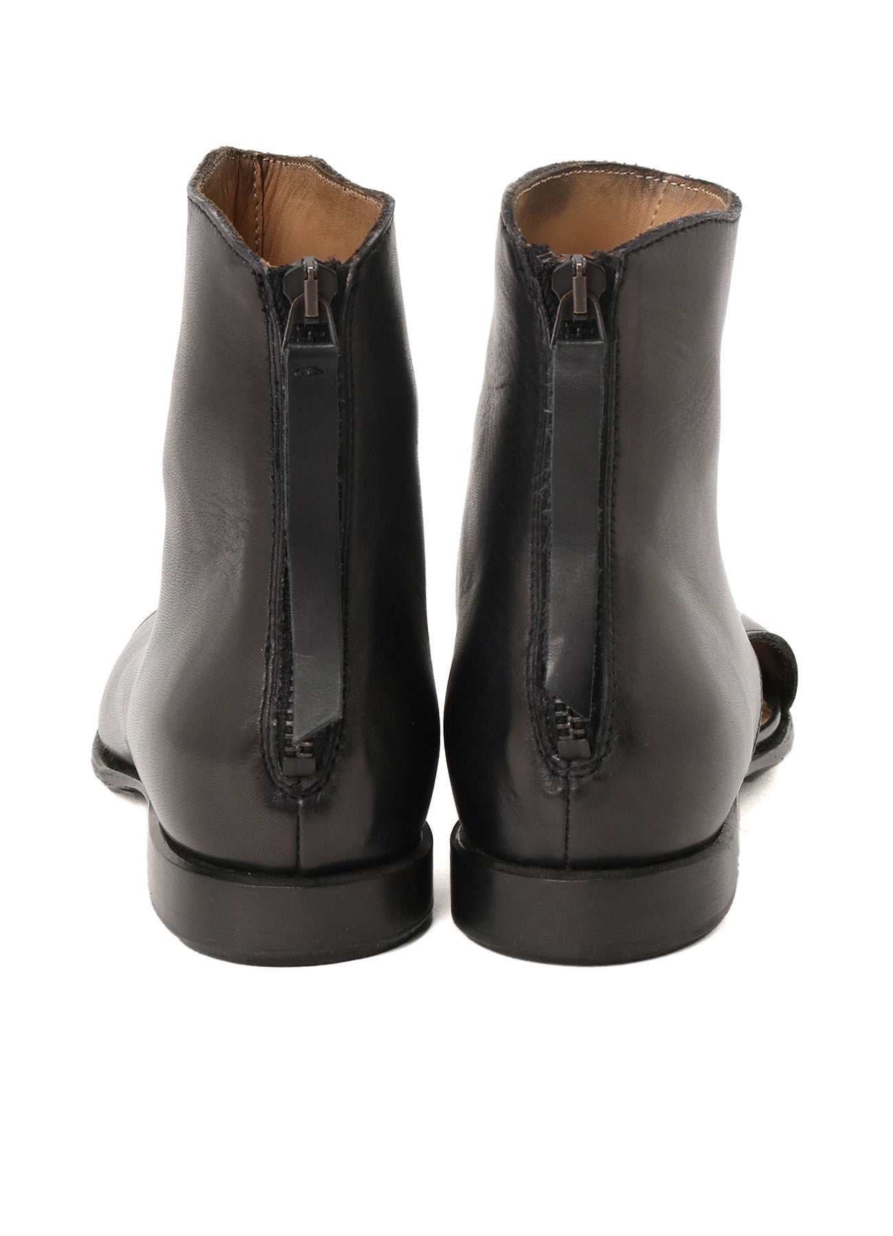 WAXED CALF CROPPED OPEN BOOTS