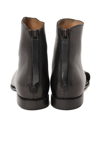 WAXED CALF CROPPED OPEN BOOTS