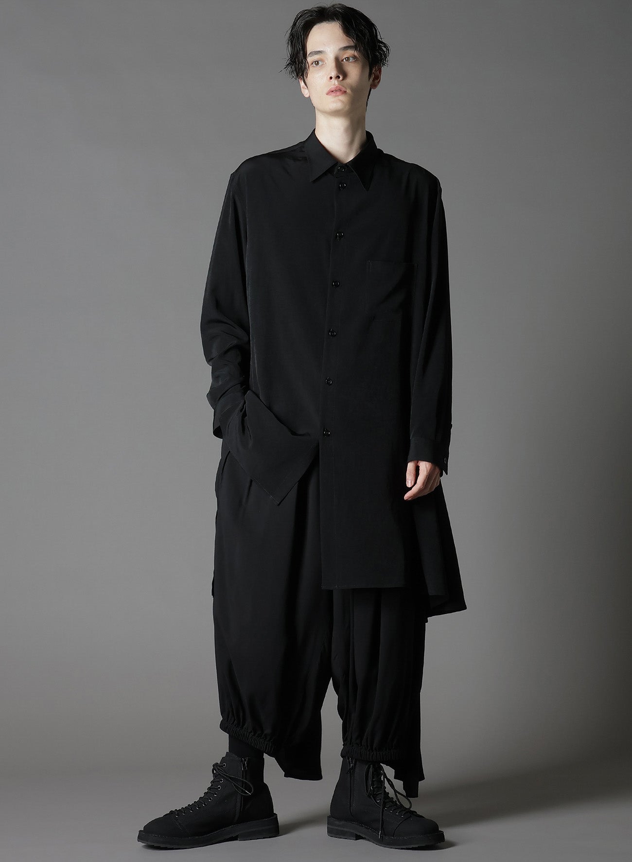 CREPE DE CHINE STANDARD ASYMMETRICAL FLARES SHIRT