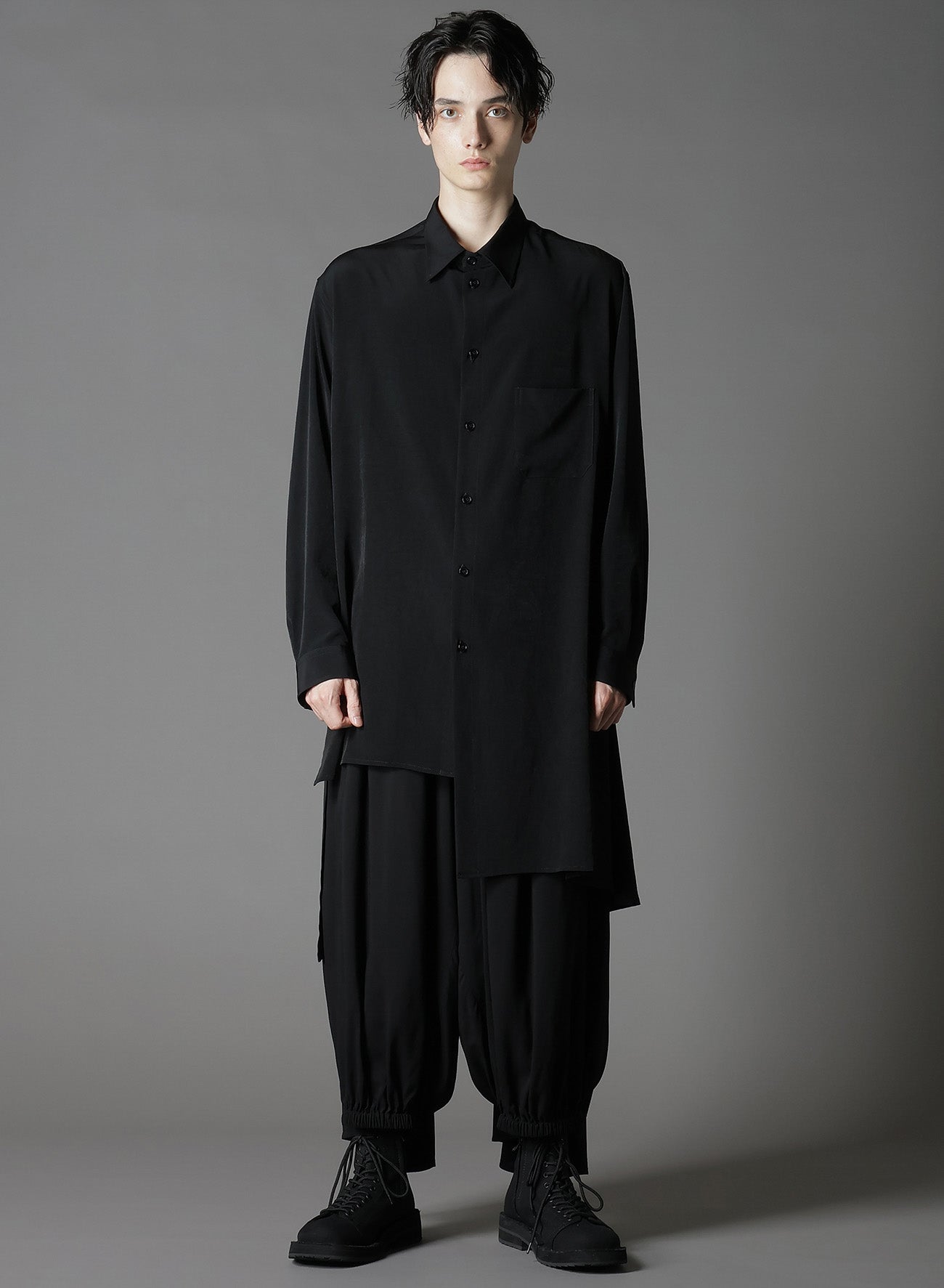 CREPE DE CHINE STANDARD ASYMMETRICAL FLARES SHIRT