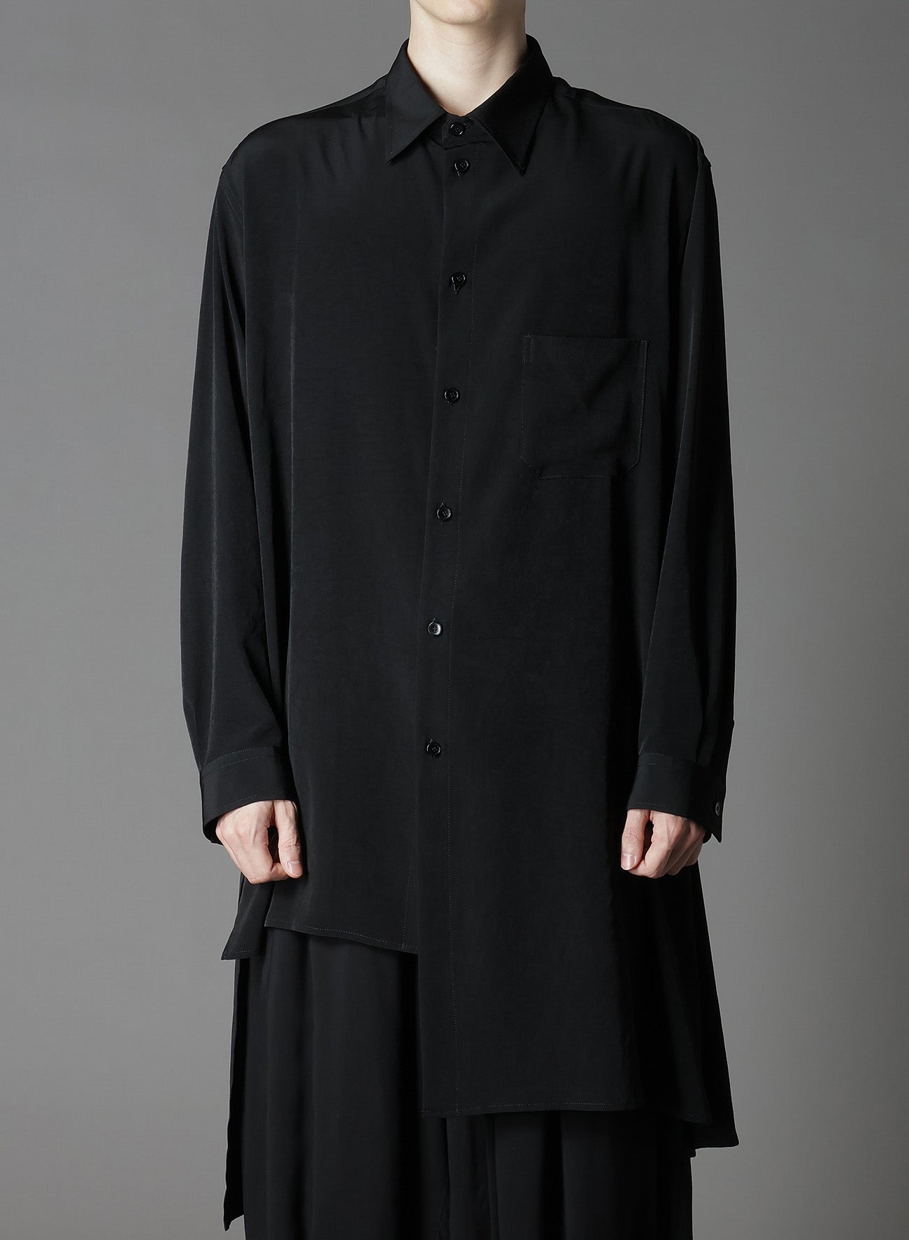 CREPE DE CHINE STANDARD ASYMMETRICAL FLARES SHIRT