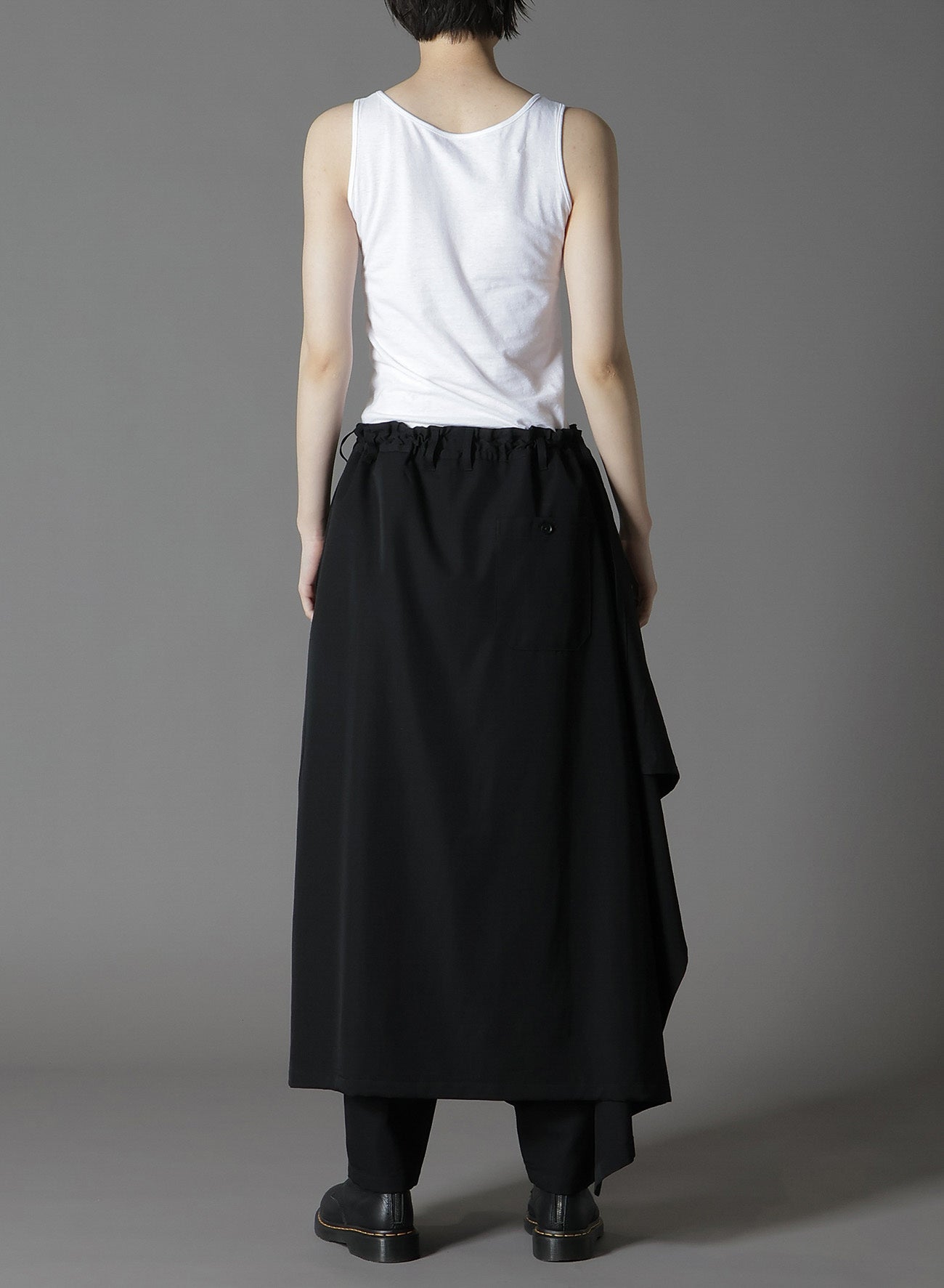 WOOL GABARDINE BOUND SKIRT PANTS