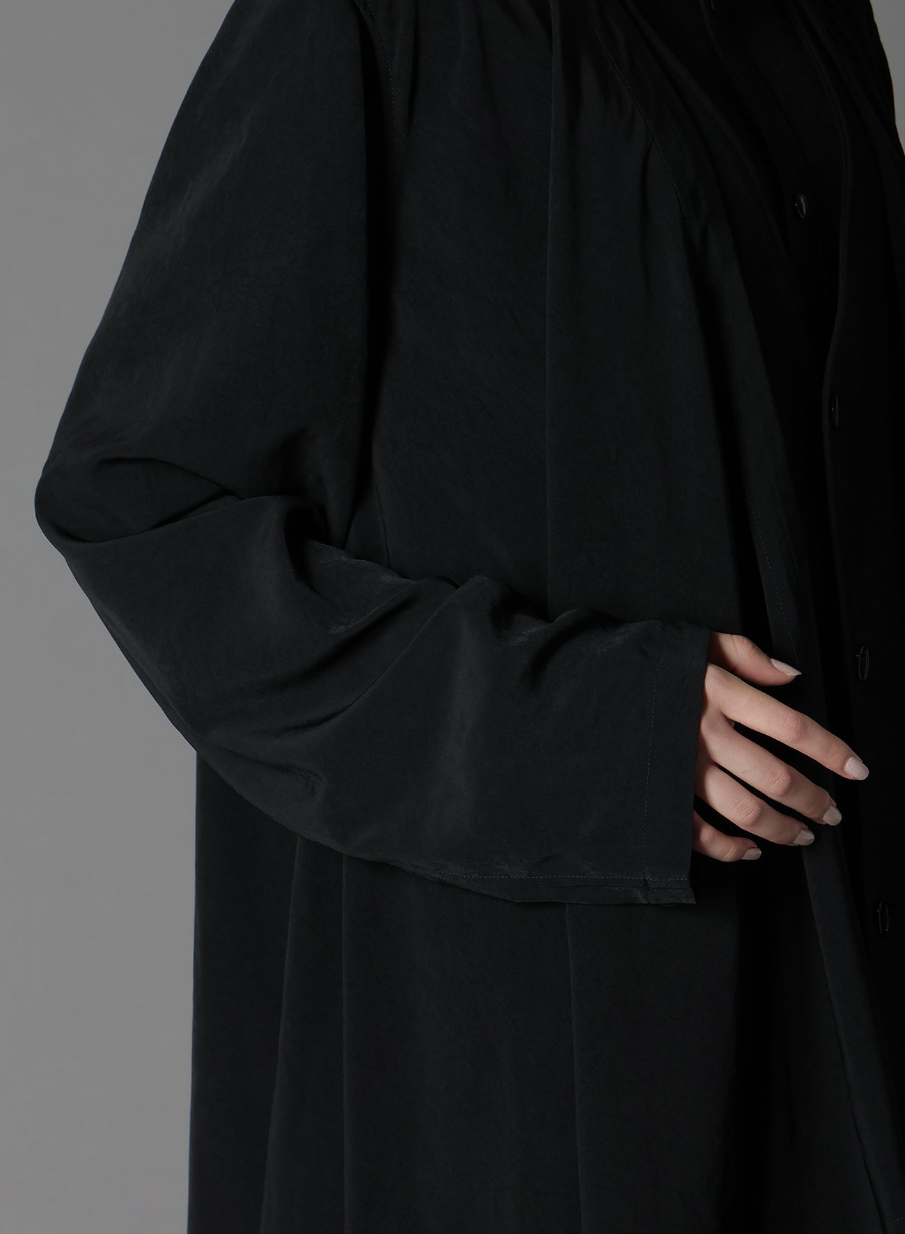 SILICON JERSEY+ CREPE DE CHINE FRONT DOUBLE FLOUNCE T-SHIRT