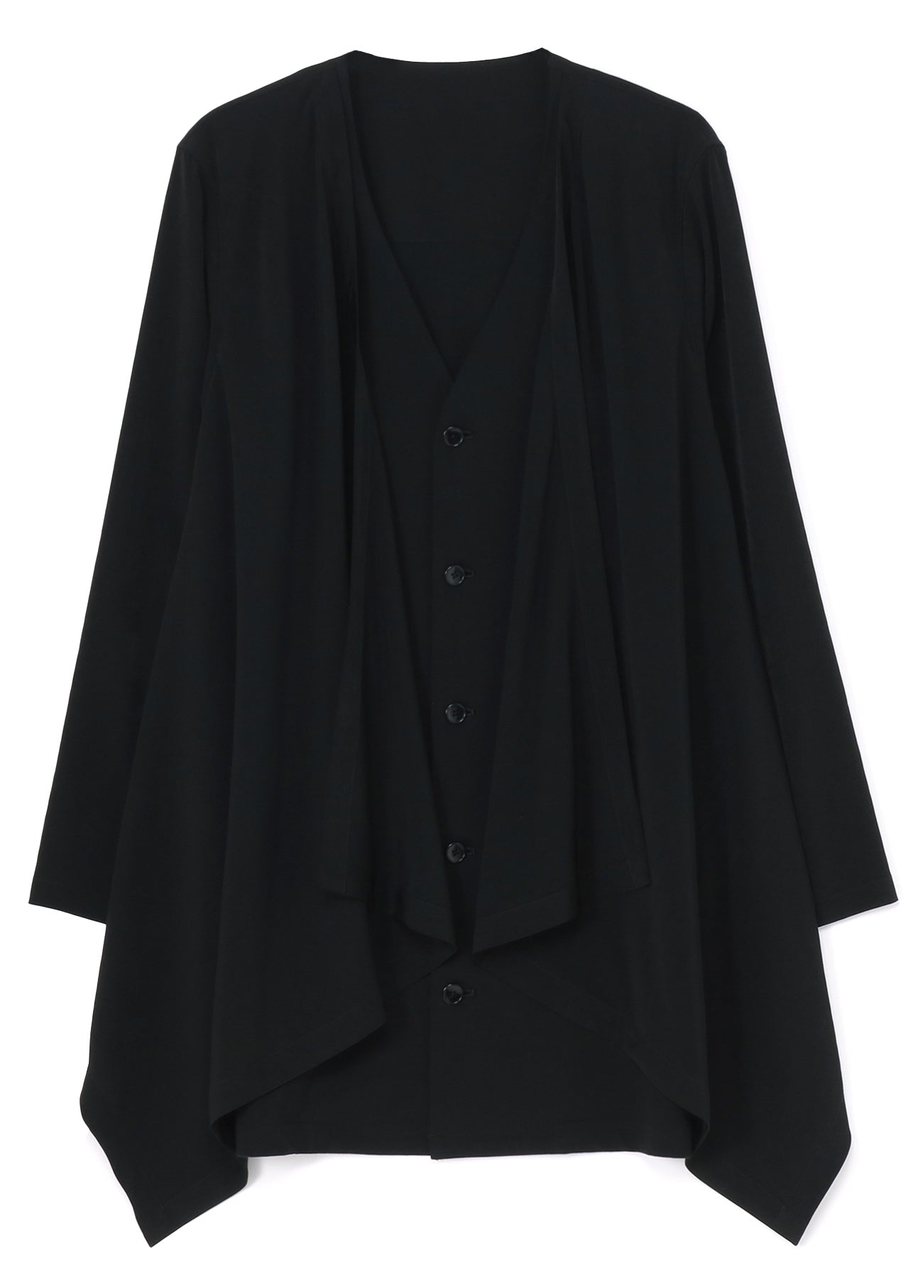 SILICON JERSEY+ CREPE DE CHINE FRONT DOUBLE FLOUNCE T-SHIRT