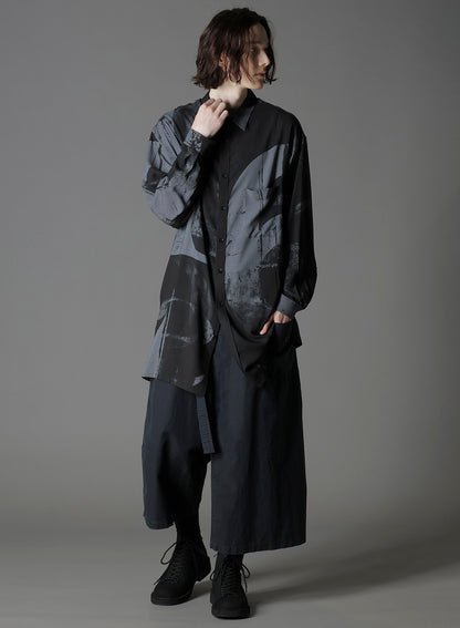 RAYON PRINT  NUMBER PATTERN LONG SHIRT