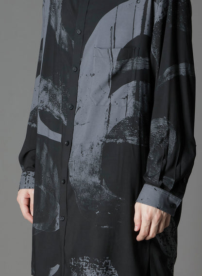 RAYON PRINT  NUMBER PATTERN LONG SHIRT