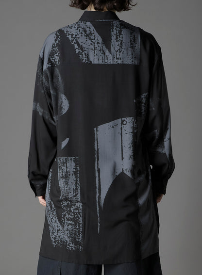 RAYON PRINT  NUMBER PATTERN LONG SHIRT