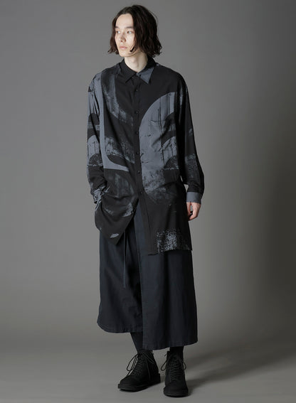 RAYON PRINT  NUMBER PATTERN LONG SHIRT