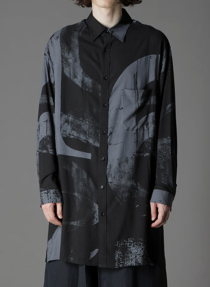 RAYON PRINT  NUMBER PATTERN LONG SHIRT