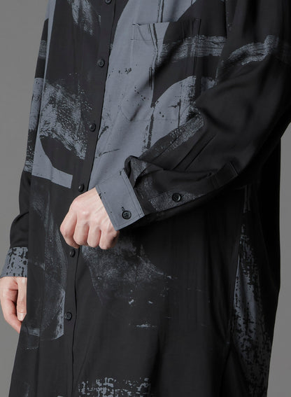 RAYON PRINT  NUMBER PATTERN LONG SHIRT