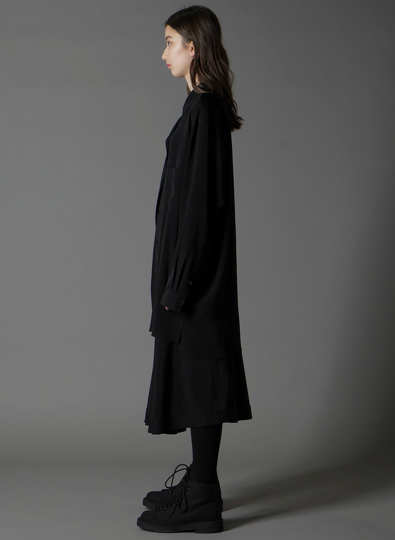 CREPE DE CHINE LEFT FRONT DRAPE SHIRT