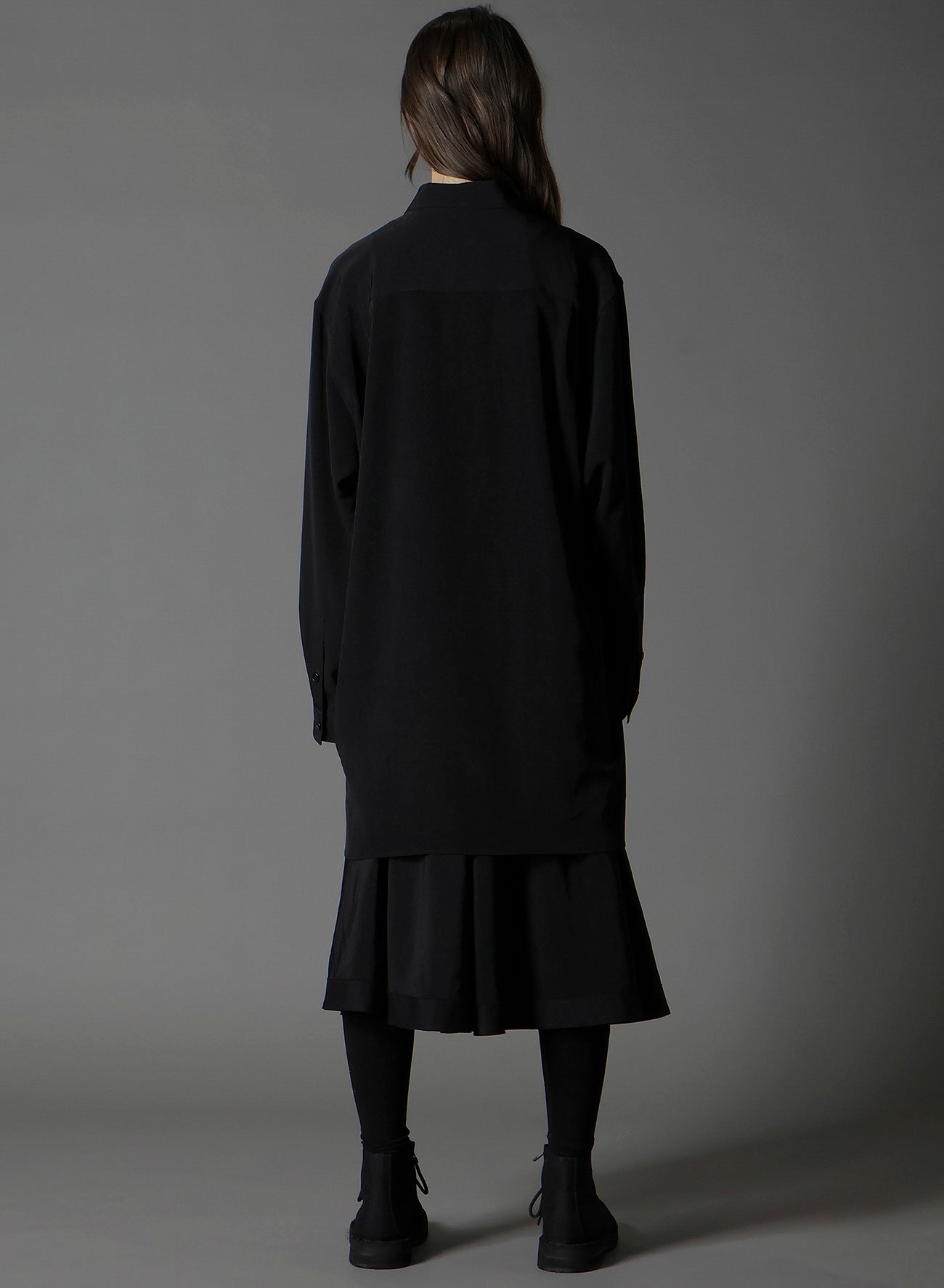 CREPE DE CHINE LEFT FRONT DRAPE SHIRT