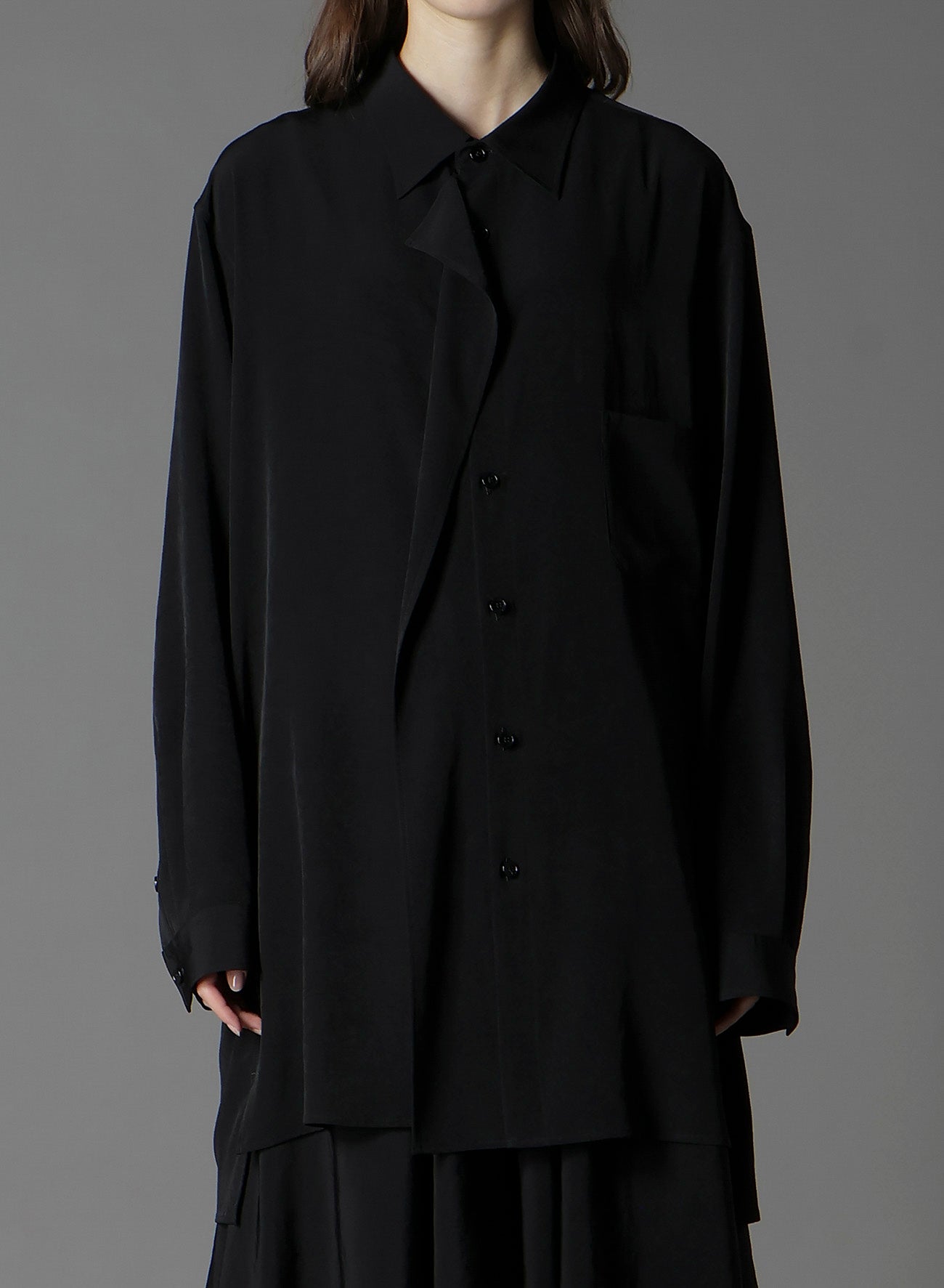 CREPE DE CHINE LEFT FRONT DRAPE SHIRT