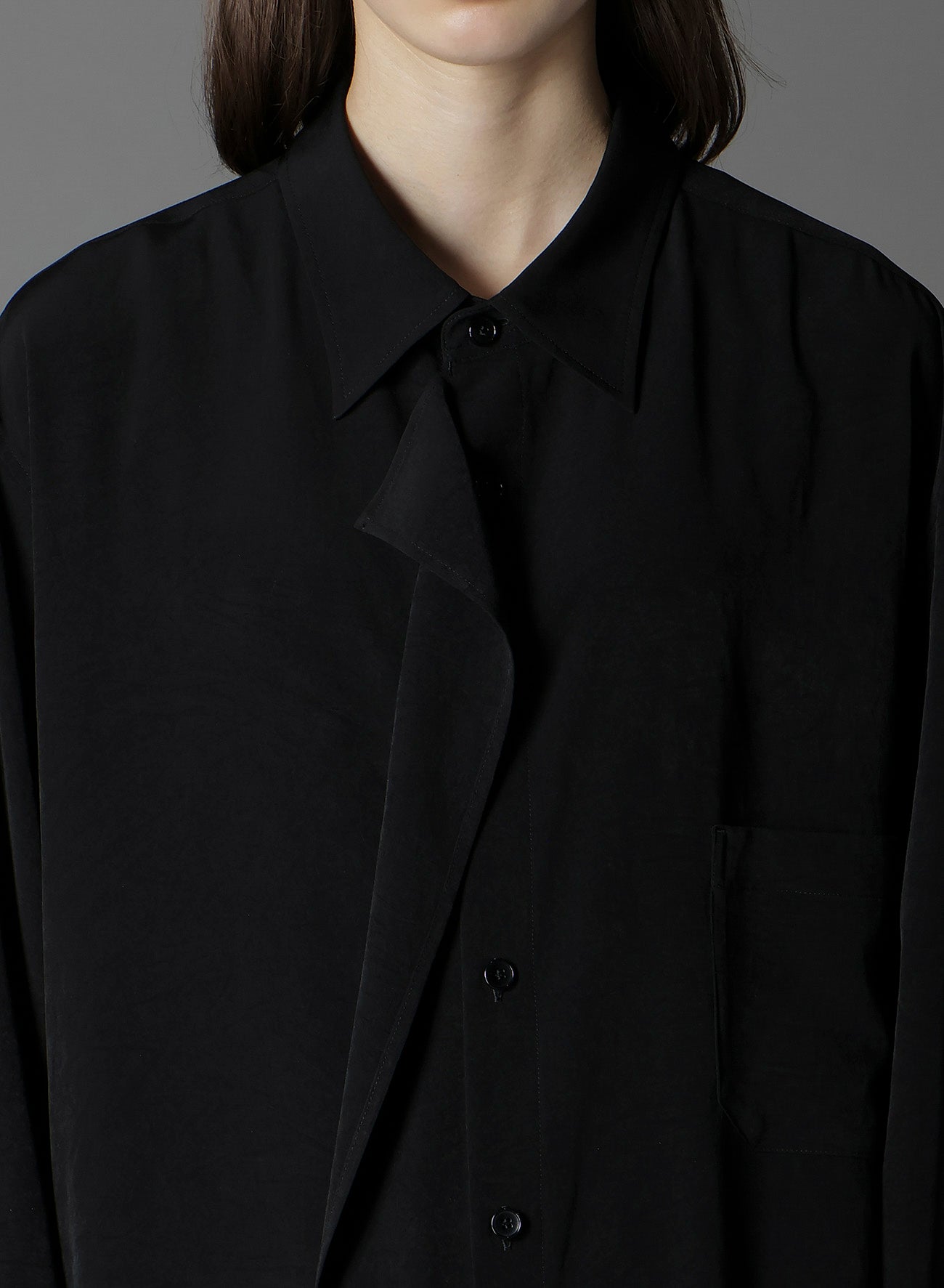 CREPE DE CHINE LEFT FRONT DRAPE SHIRT