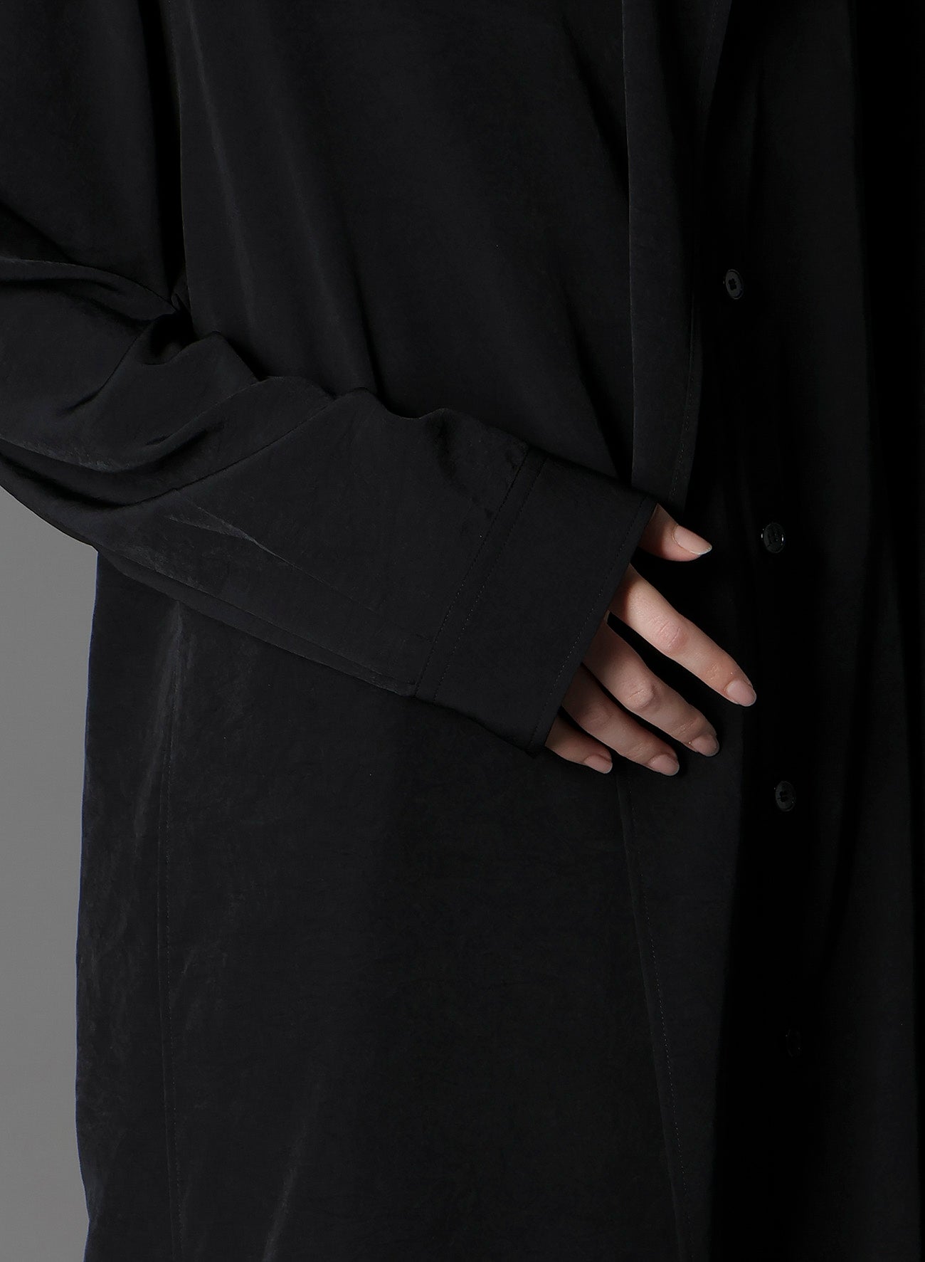 CREPE DE CHINE LEFT FRONT DRAPE SHIRT
