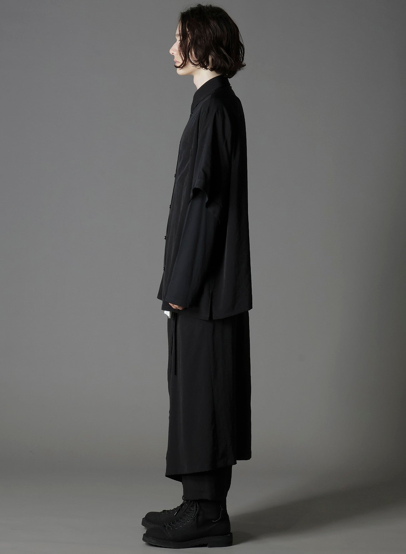 CREPE DE CHINE FRONT DOLMAN BIG SHORT SLEEVED SHIRT