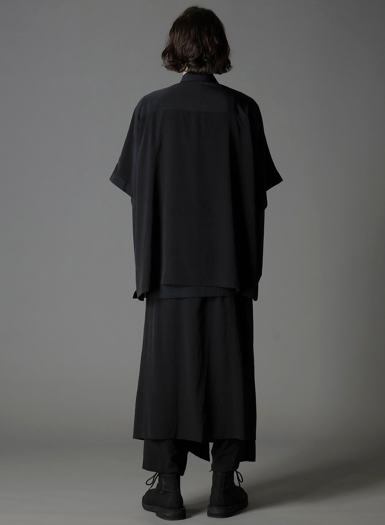 CREPE DE CHINE FRONT DOLMAN BIG SHORT SLEEVED SHIRT