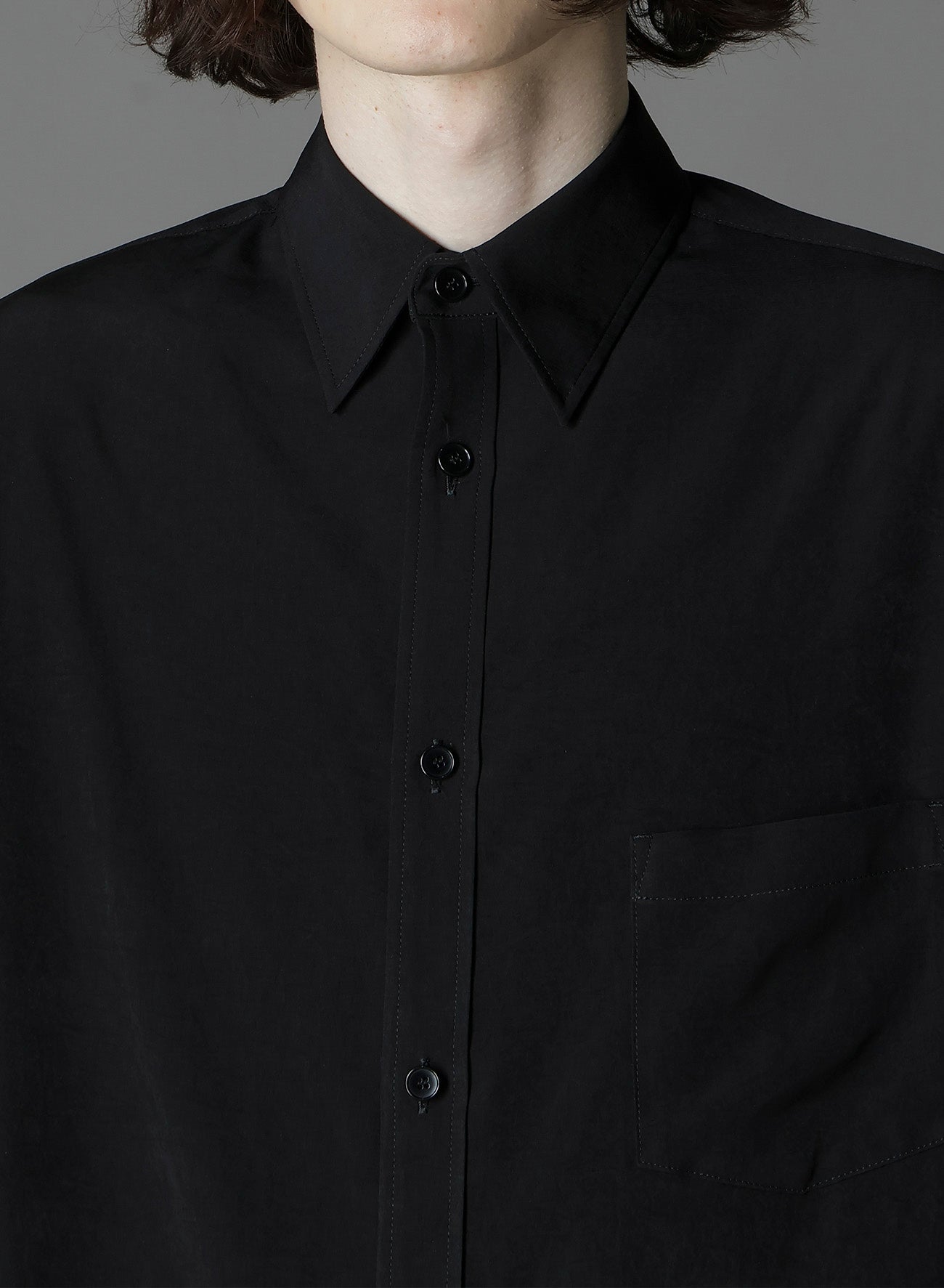 CREPE DE CHINE FRONT DOLMAN BIG SHORT SLEEVED SHIRT