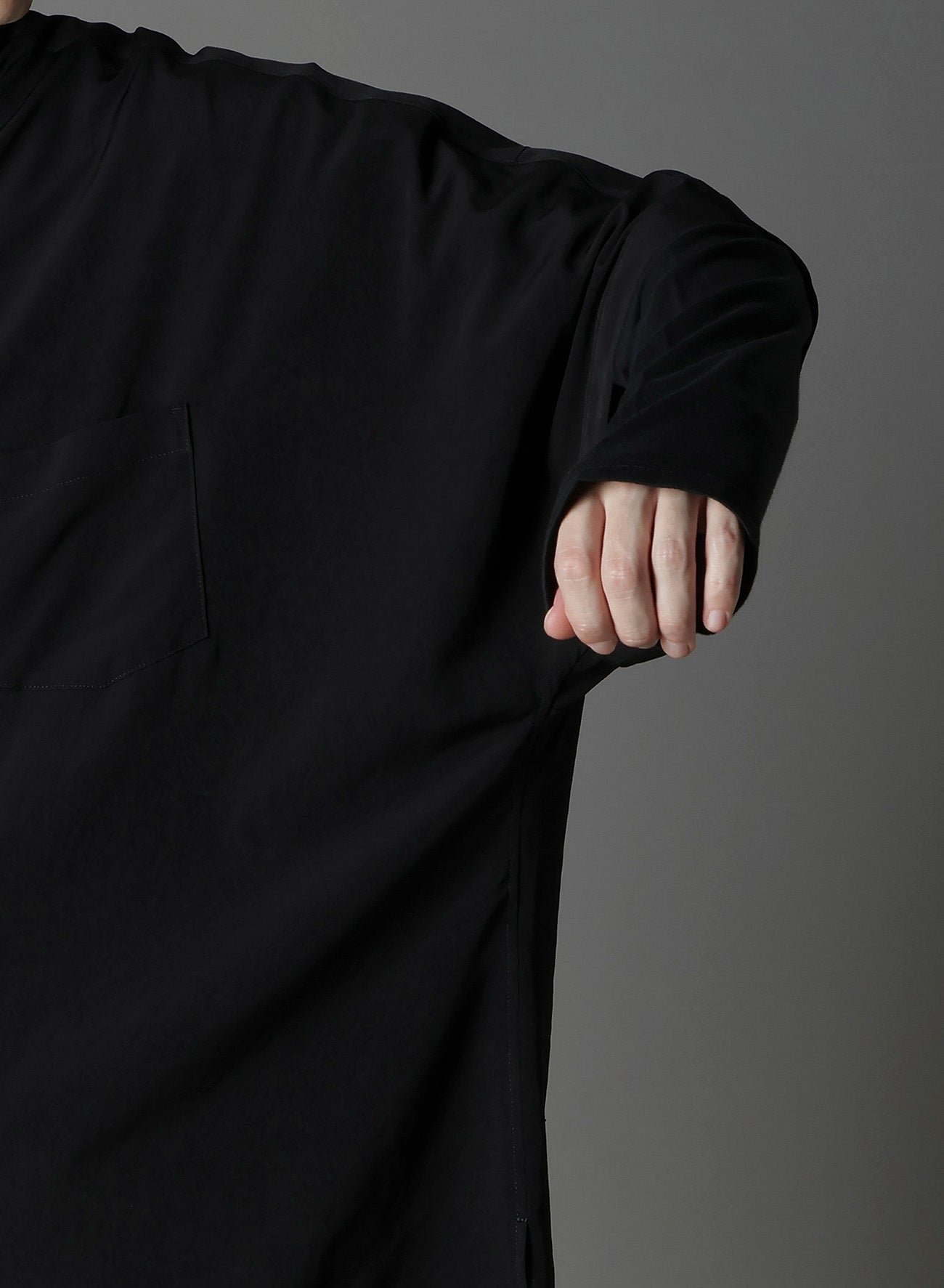 CREPE DE CHINE FRONT DOLMAN BIG SHORT SLEEVED SHIRT