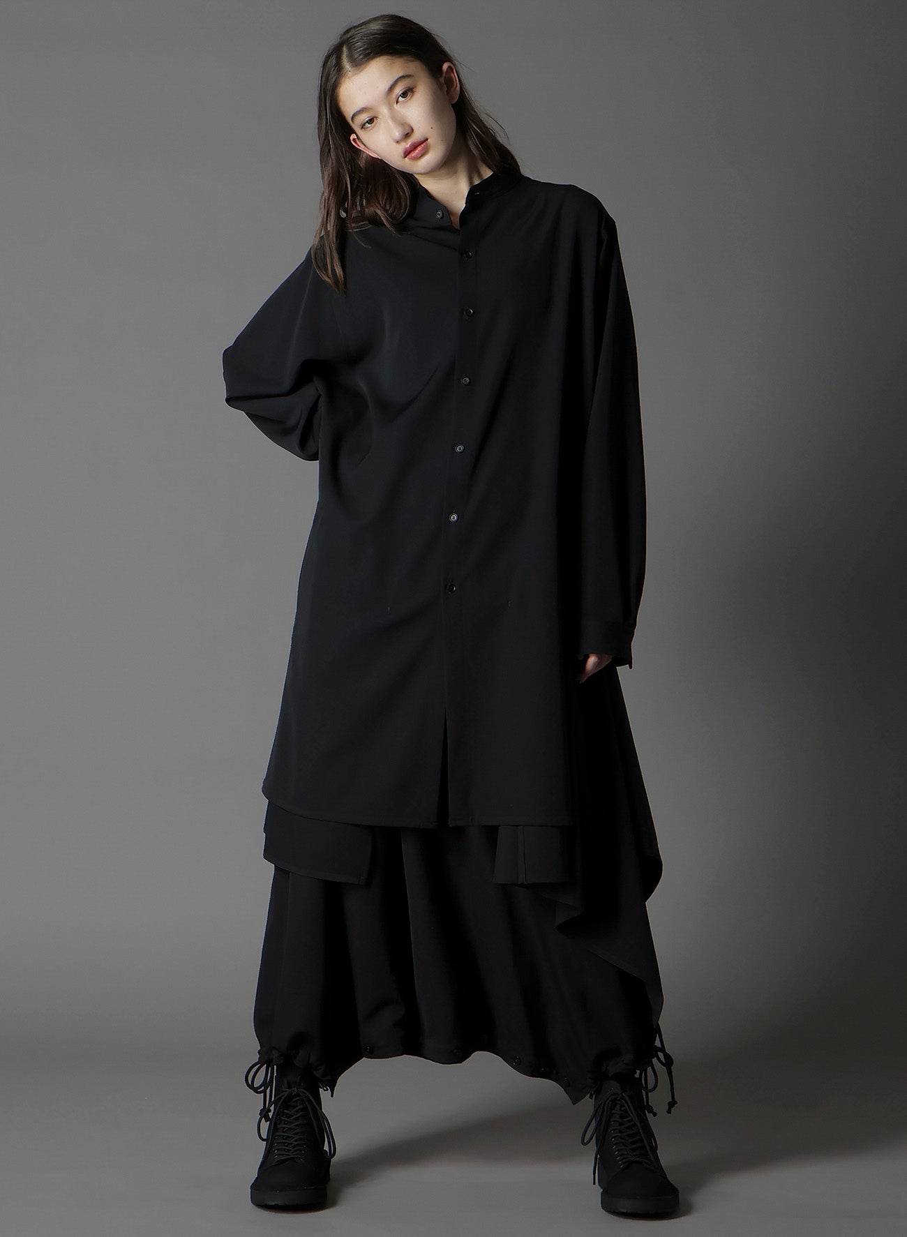 WOOL GABARDINE 3WAY LONG SHIRT