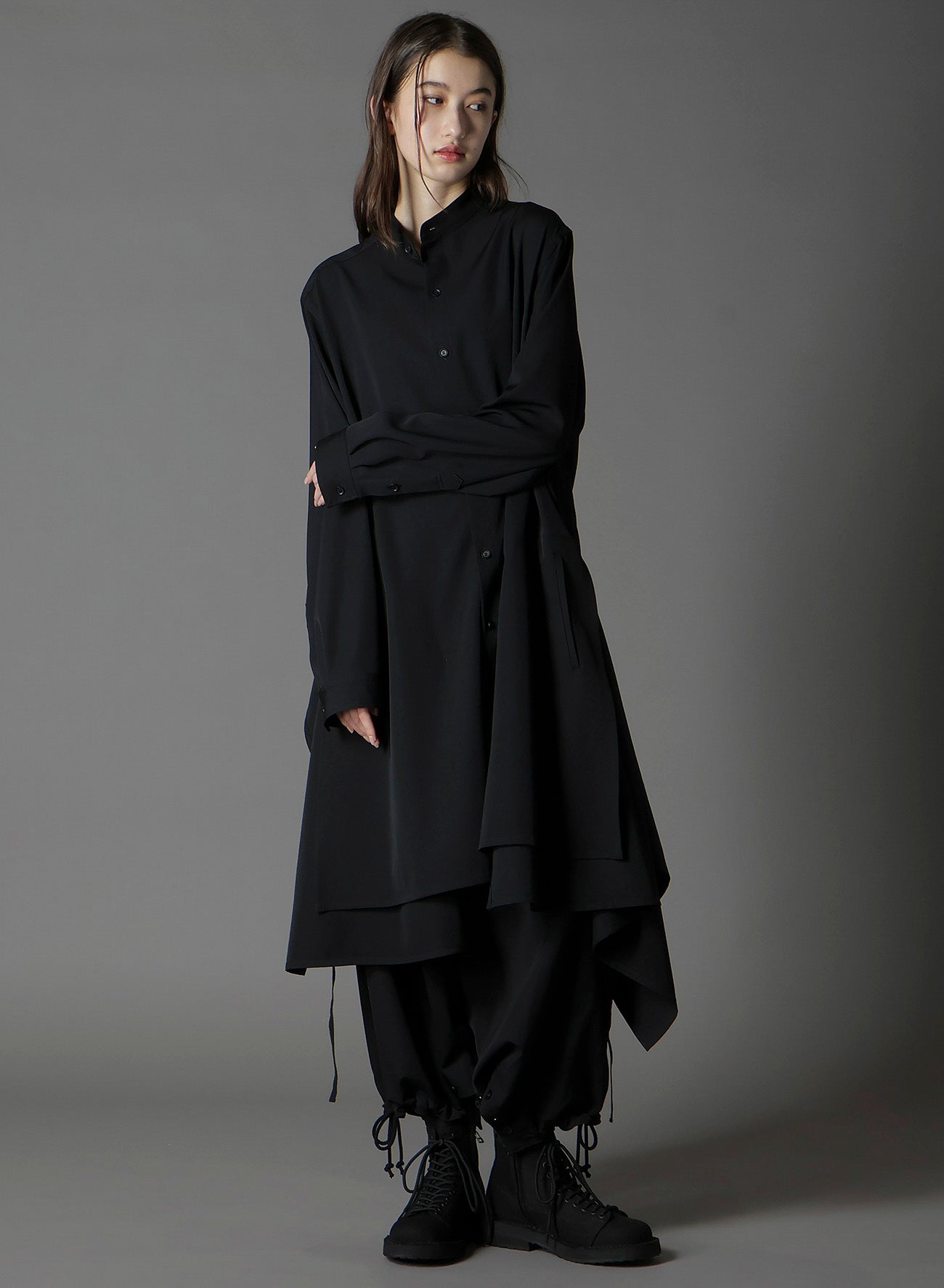 WOOL GABARDINE 3WAY LONG SHIRT