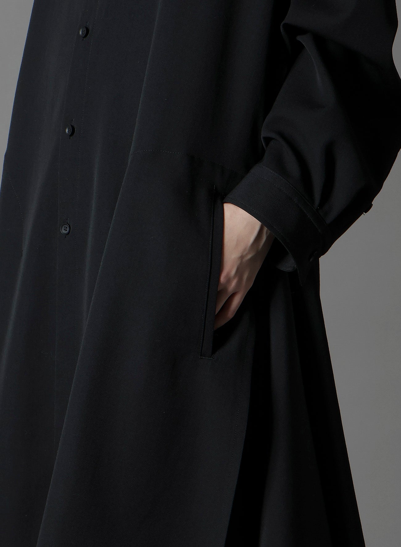 WOOL GABARDINE 3WAY LONG SHIRT