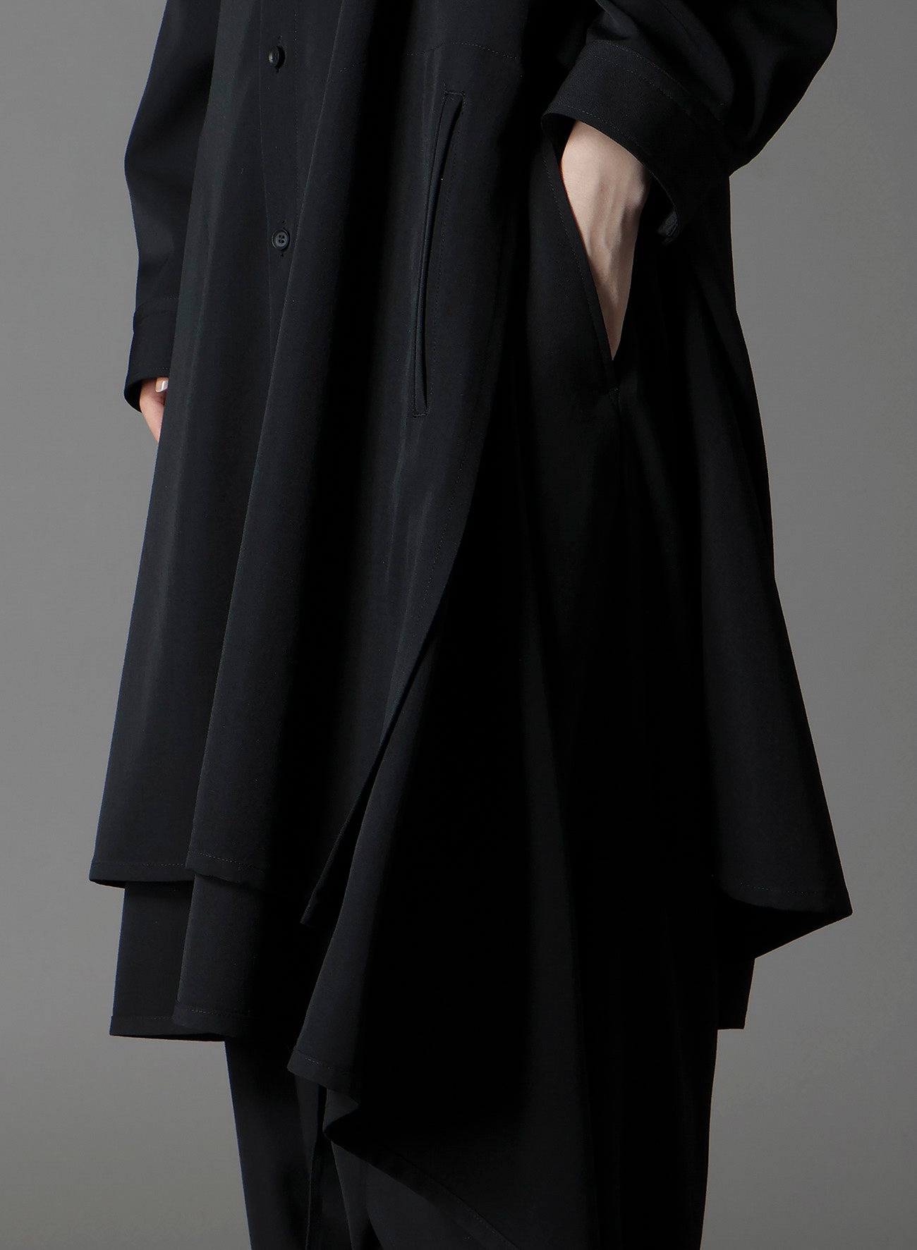 WOOL GABARDINE 3WAY LONG SHIRT